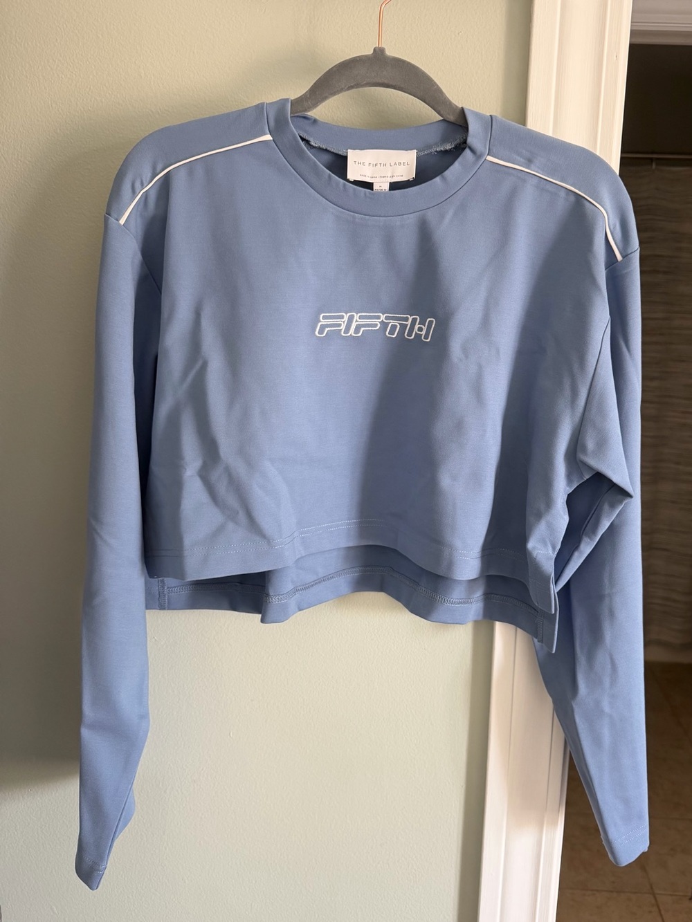 The Fifth Label Dusty Blue Cropped Crew